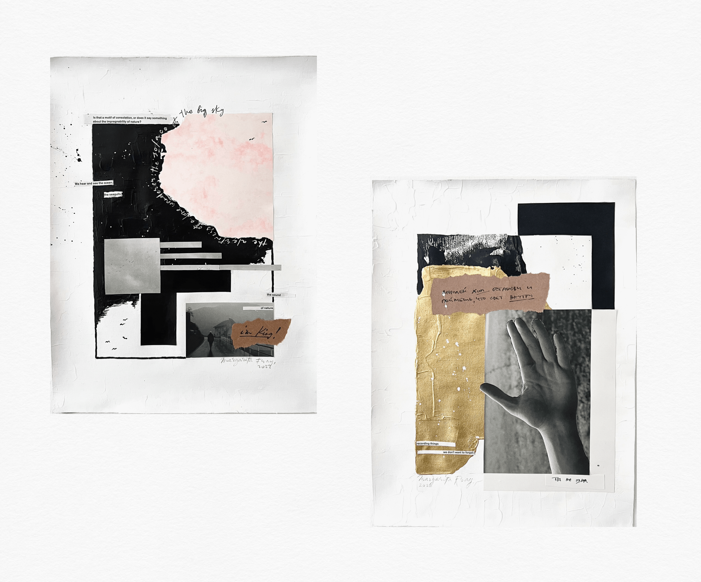 2 custom collages includes calligraphy and abstract shapes