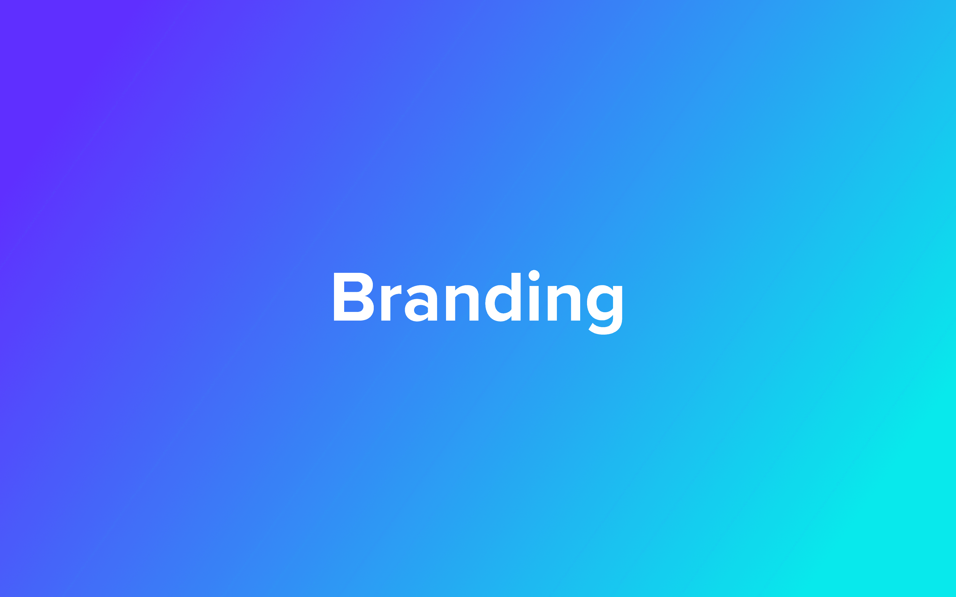 Purple to cyan gradient on the background. Big white letters read “Branding”