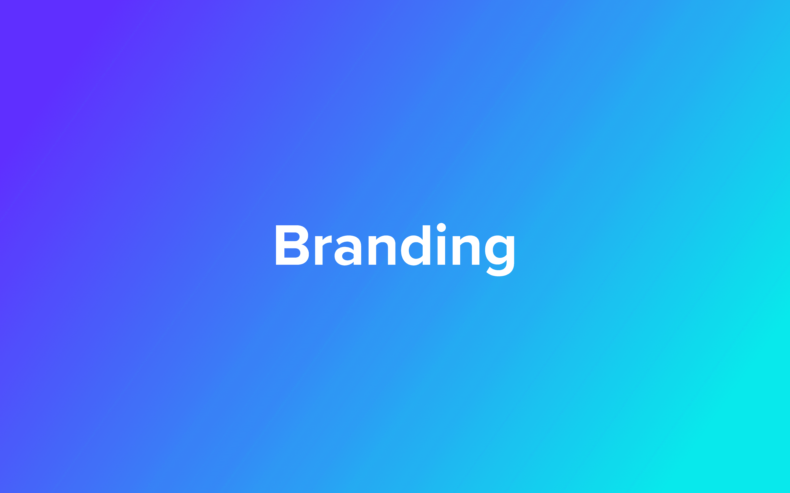 Purple to cyan gradient on the background. Big white letters read “Branding”