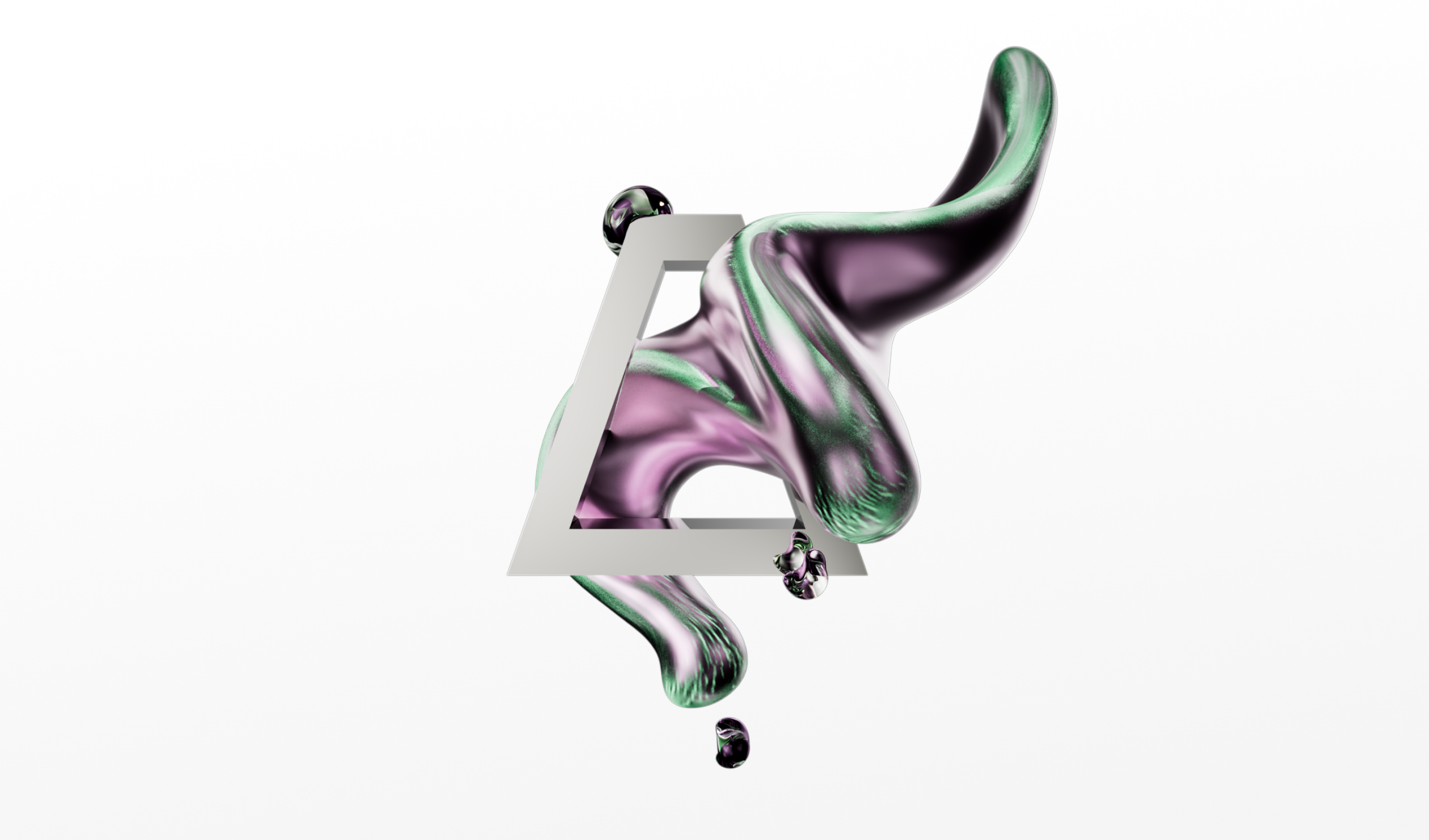 Abstract 3d visual with liquid chrome