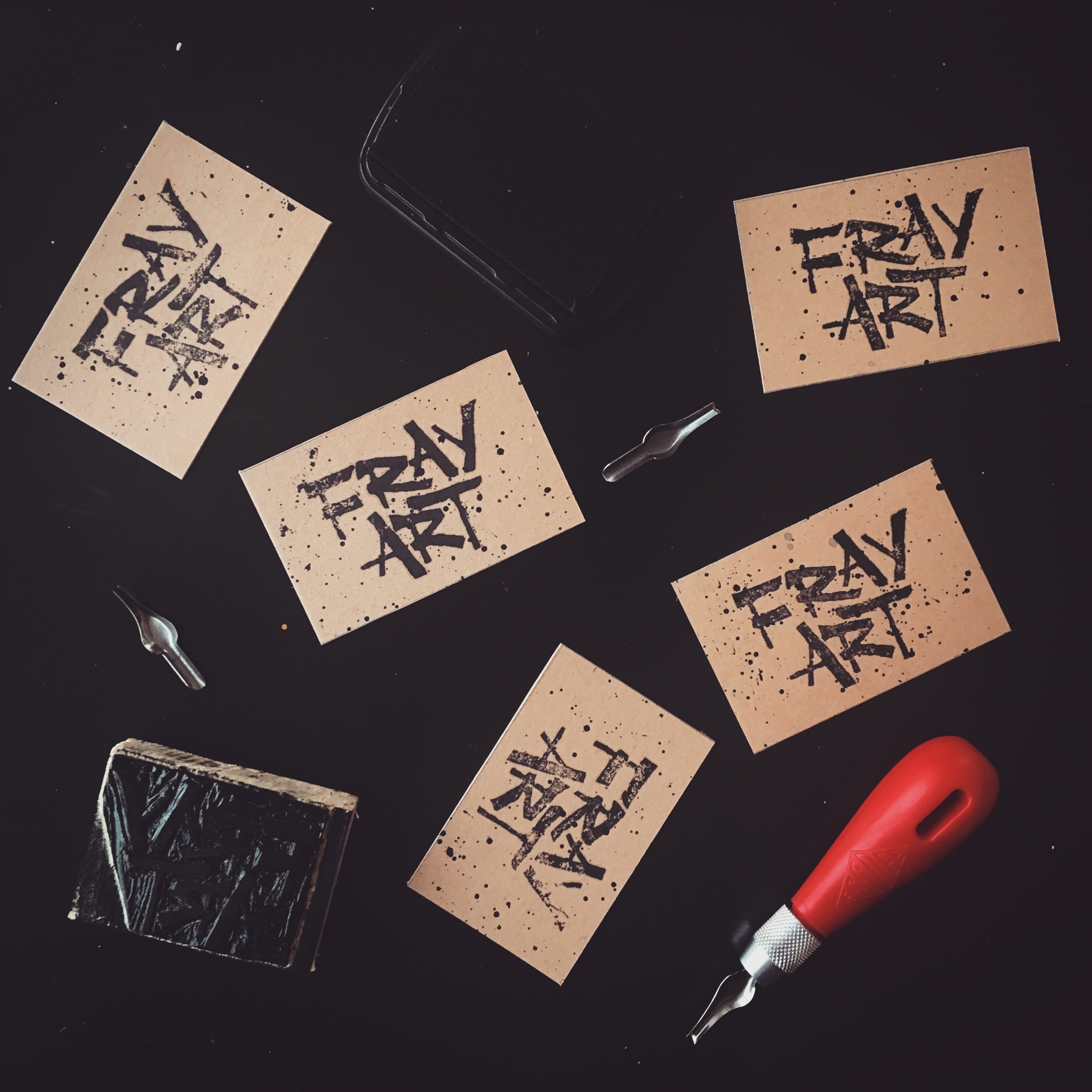 Linocut business card frayart