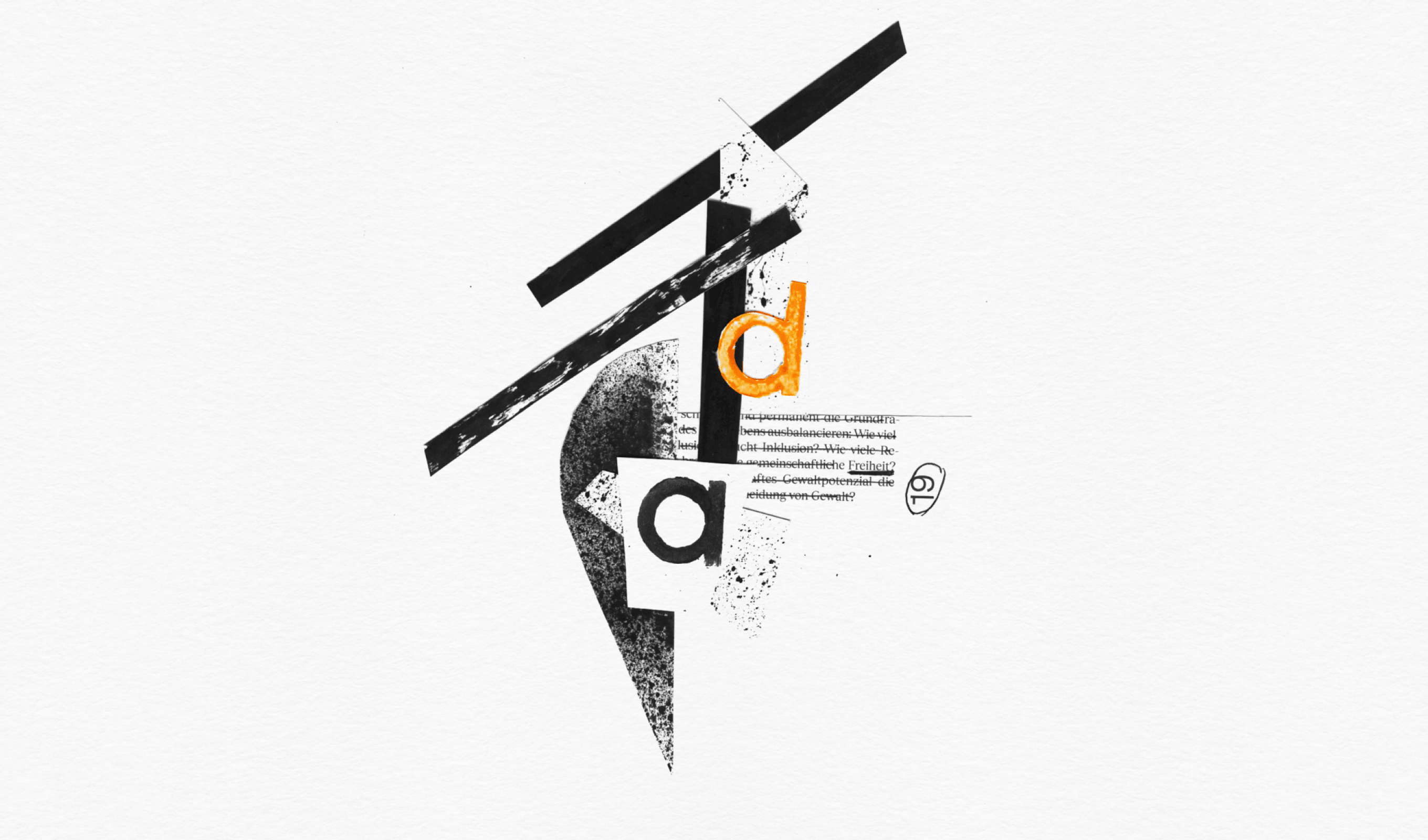 Collage with typography and abstract shapes