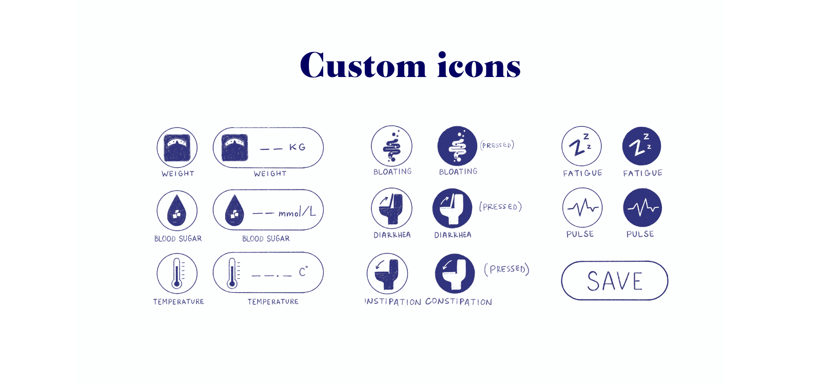 Custom hand-drawn icons