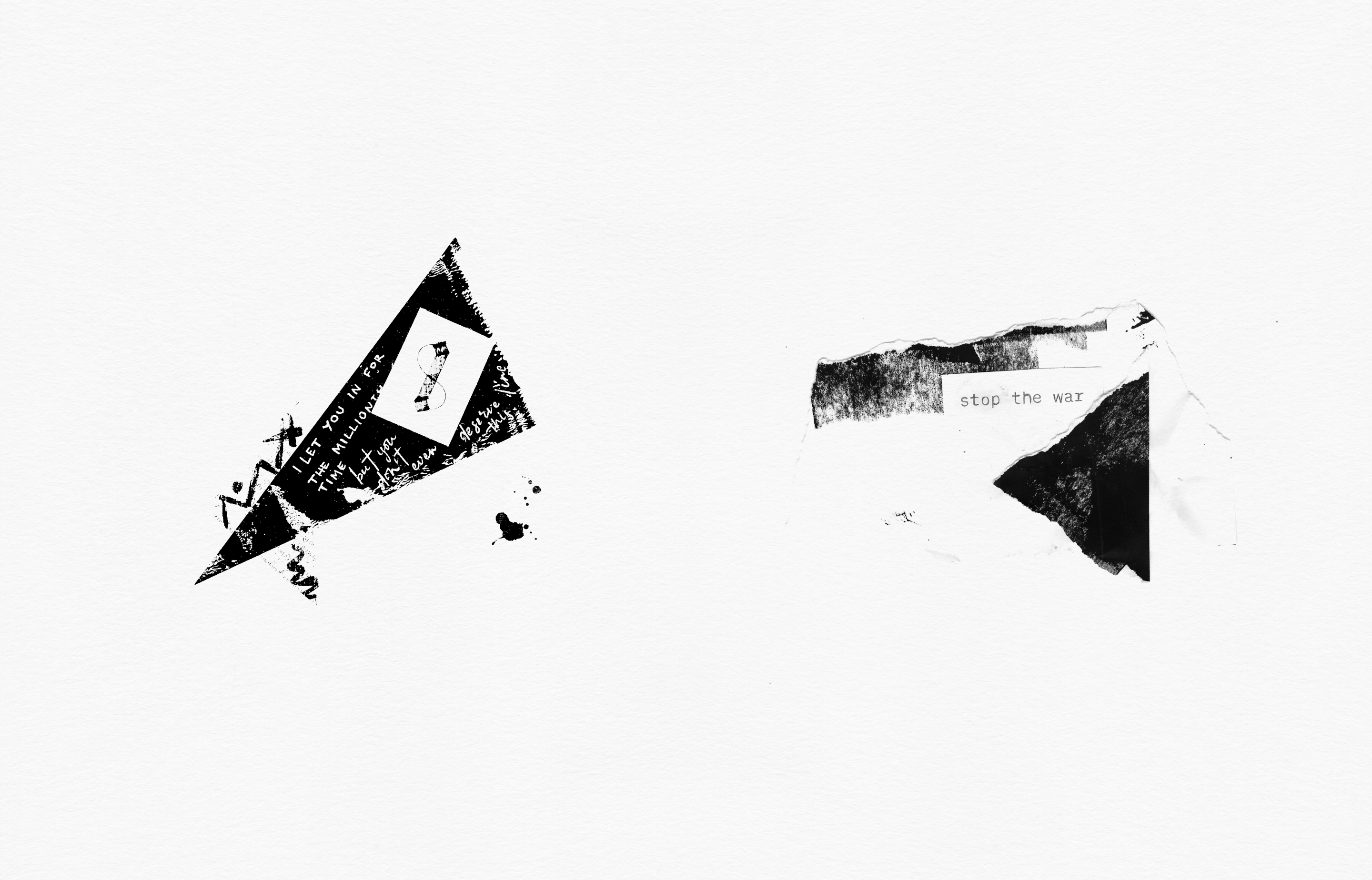 Minimalistic black and white collages with typography