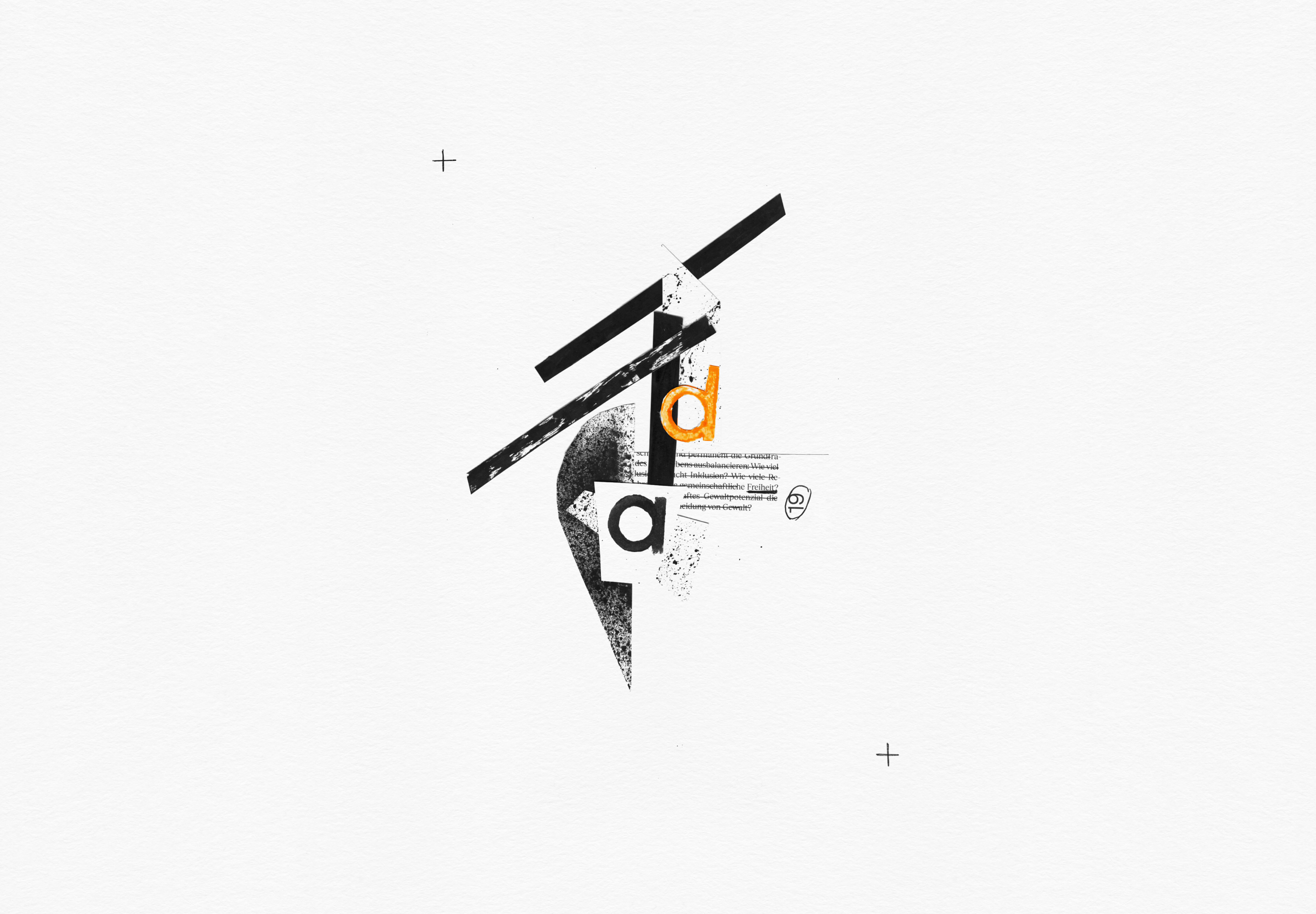 Minimalistic collage with typography and abstract shapes