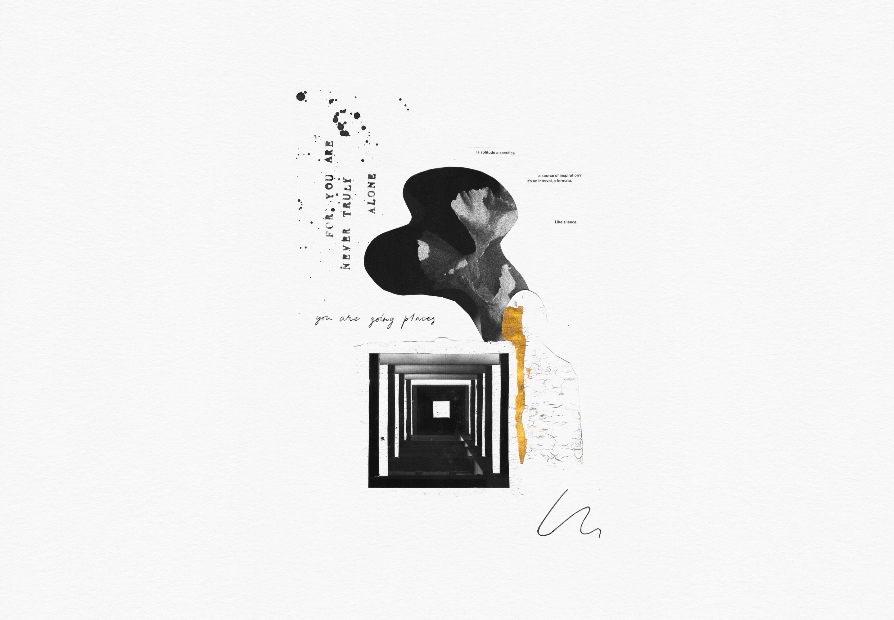 Modern minimalistic collage with calligraphy